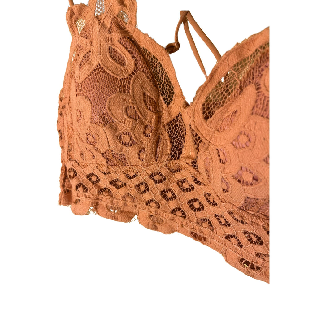 Zenana Boho Floral Lace Smocked Bralette Size XL Yellow Festival Coquette Fairy