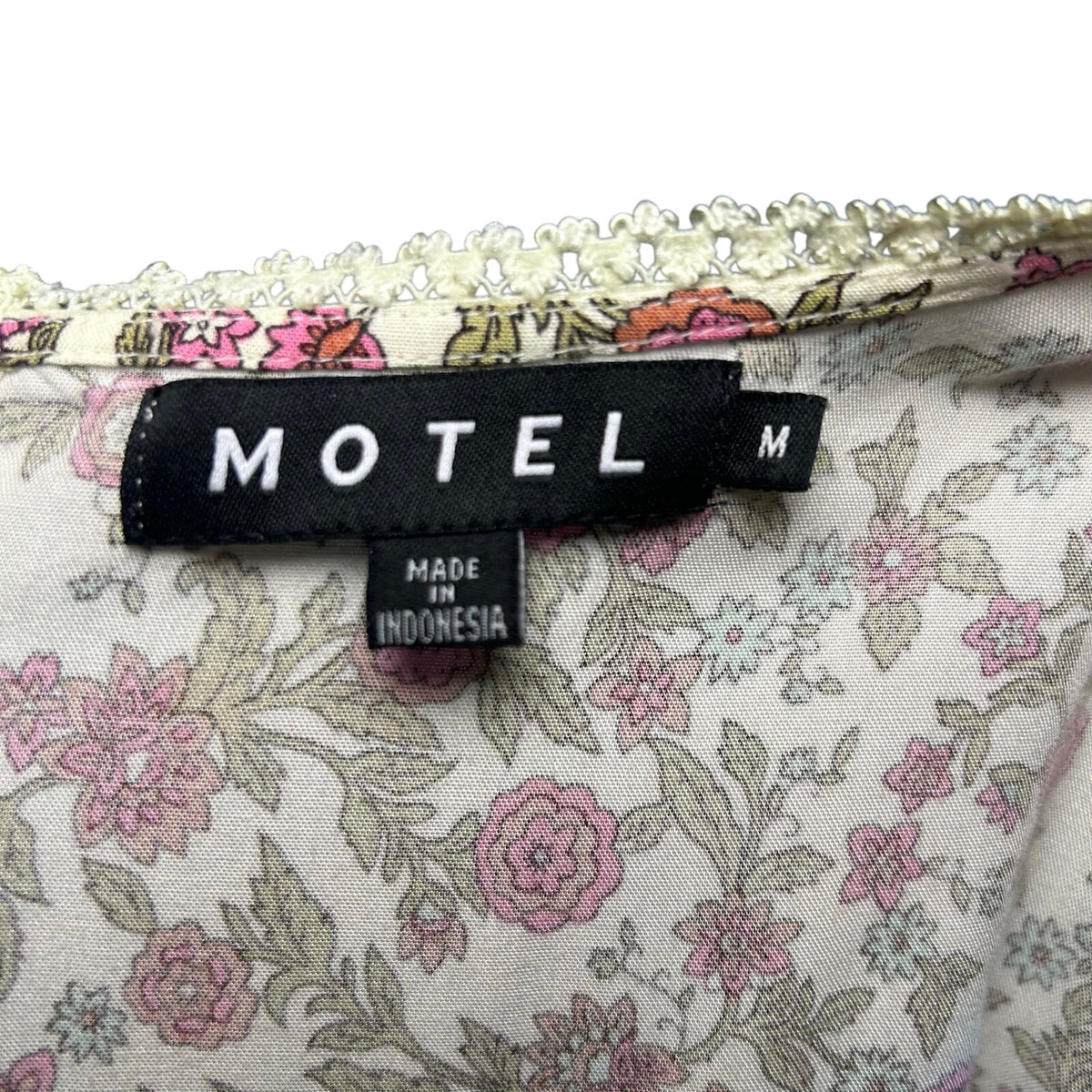 Motel White Pink Cottagecore Pleated Mini M Dress Basque Floral Coquette Fairy