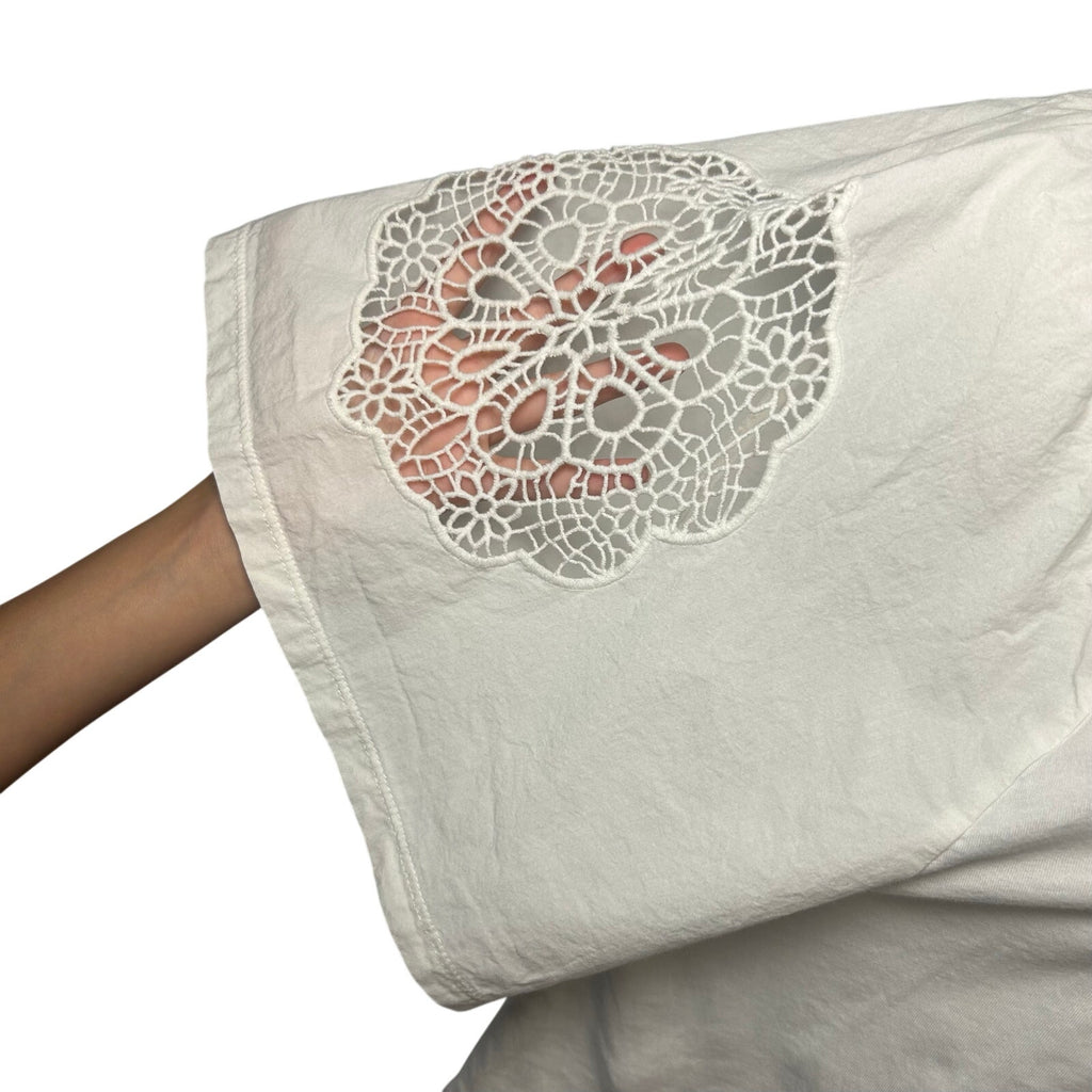 Old Navy Large White Dolman Sleeve Top Lace Detail Boho Casual Jersey Shirt Tee