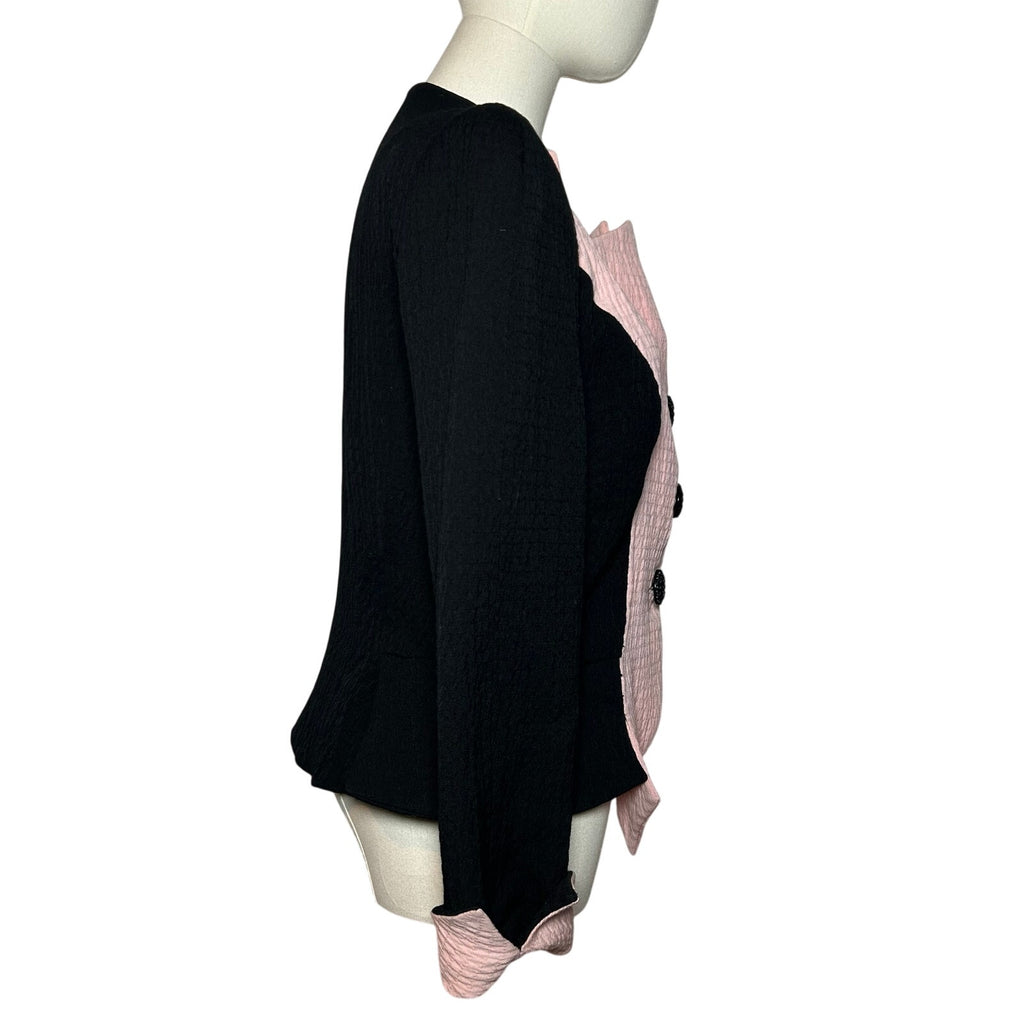 VTG 80s David Hayes Pink Black Power Blazer M Retro Glam Preppy Casual Indie