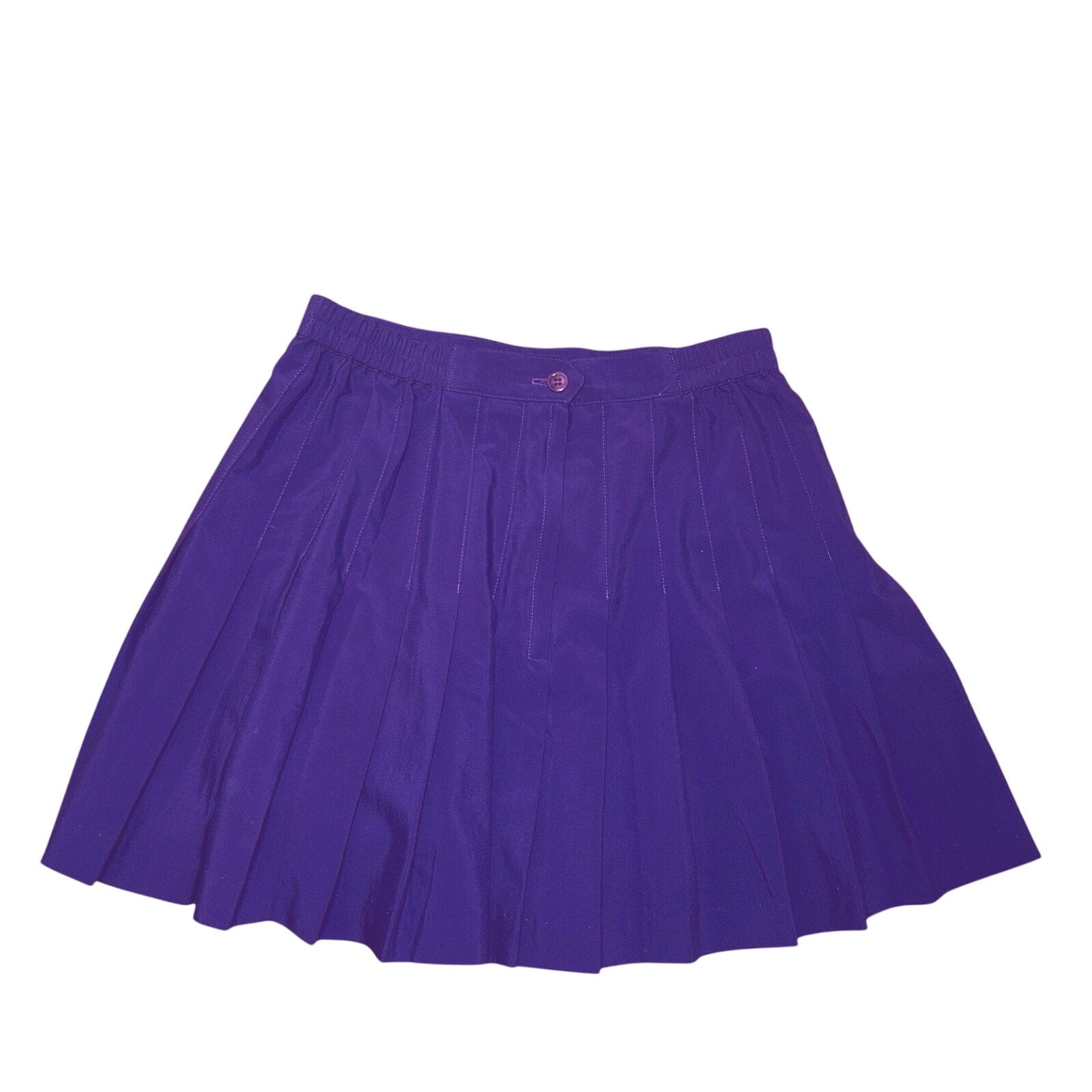 VTG 80s Lejay Purple Pleated Mini Skirt M Tennis Activewear Preppy Retro Casual