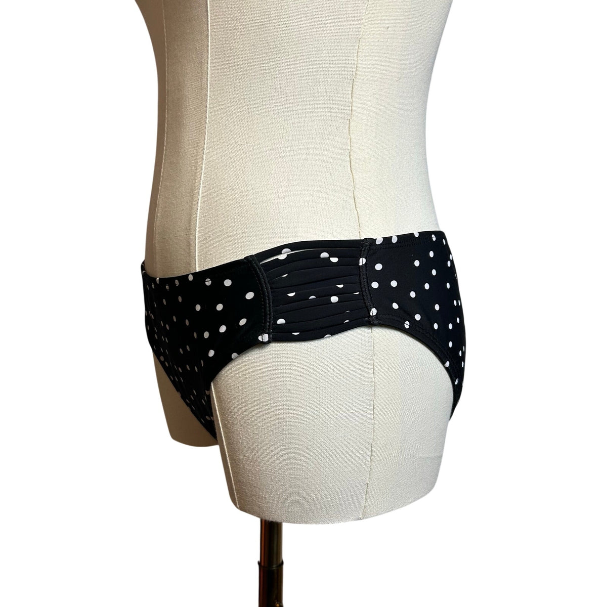 Black White Strappy Side Bikini Bottom Swim Medium Coquette Minimalist Y2K