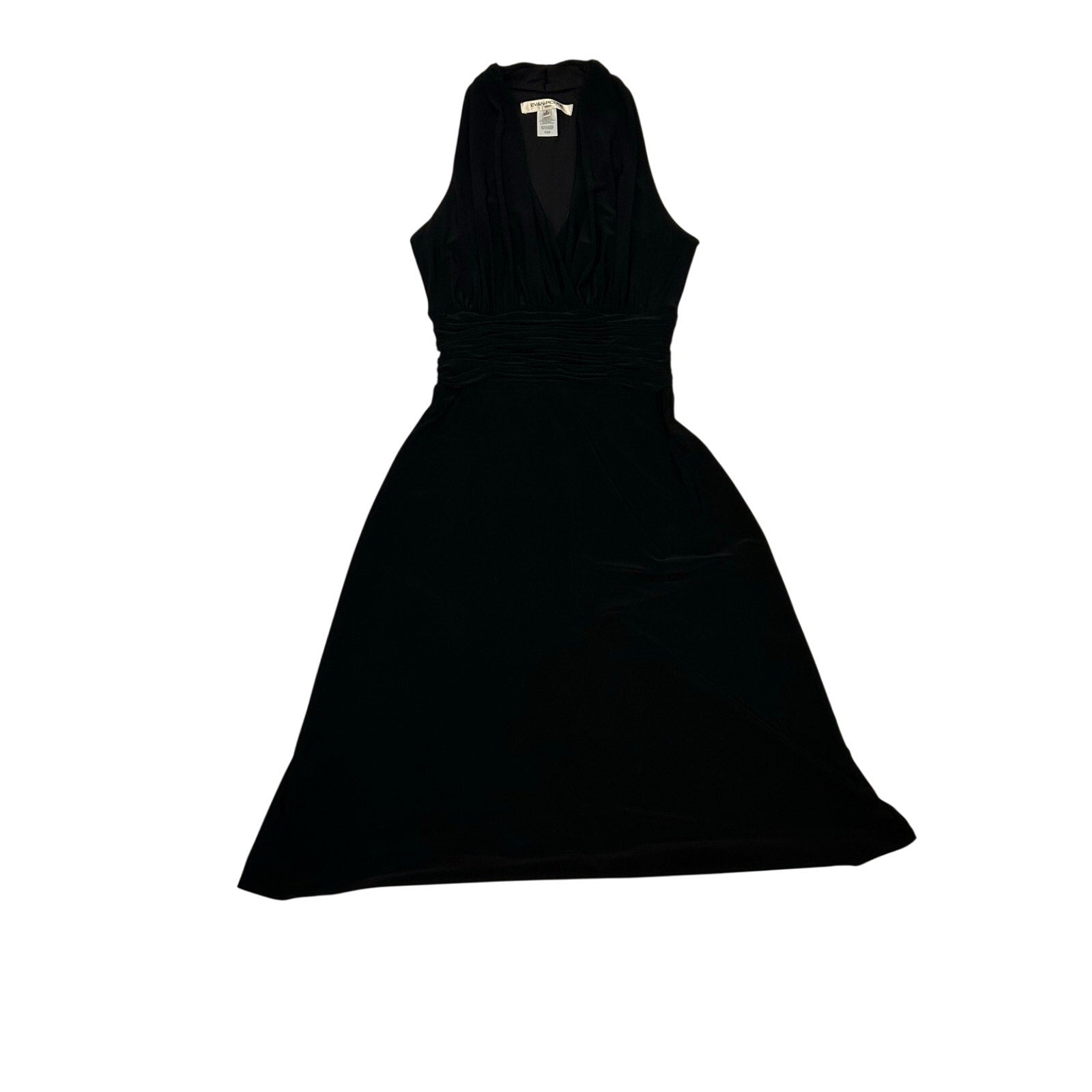 Evan Picone 6 Black Sleeveless Midi Dress Minimalist Formal Cocktail Gown Glam