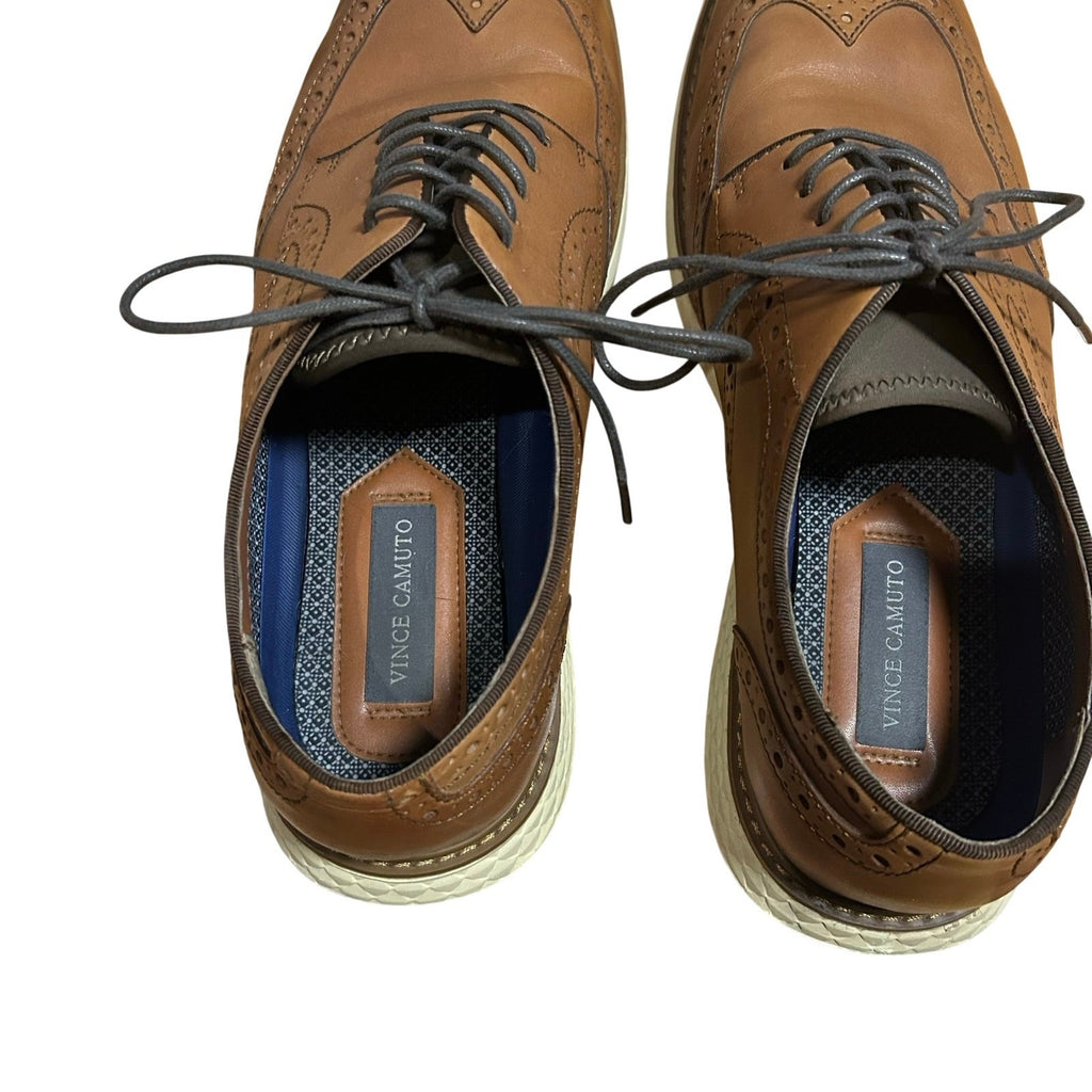 Vince Camuto Brown Leather Dress Shoes Men's 10.5 Professional Oxfords Academia