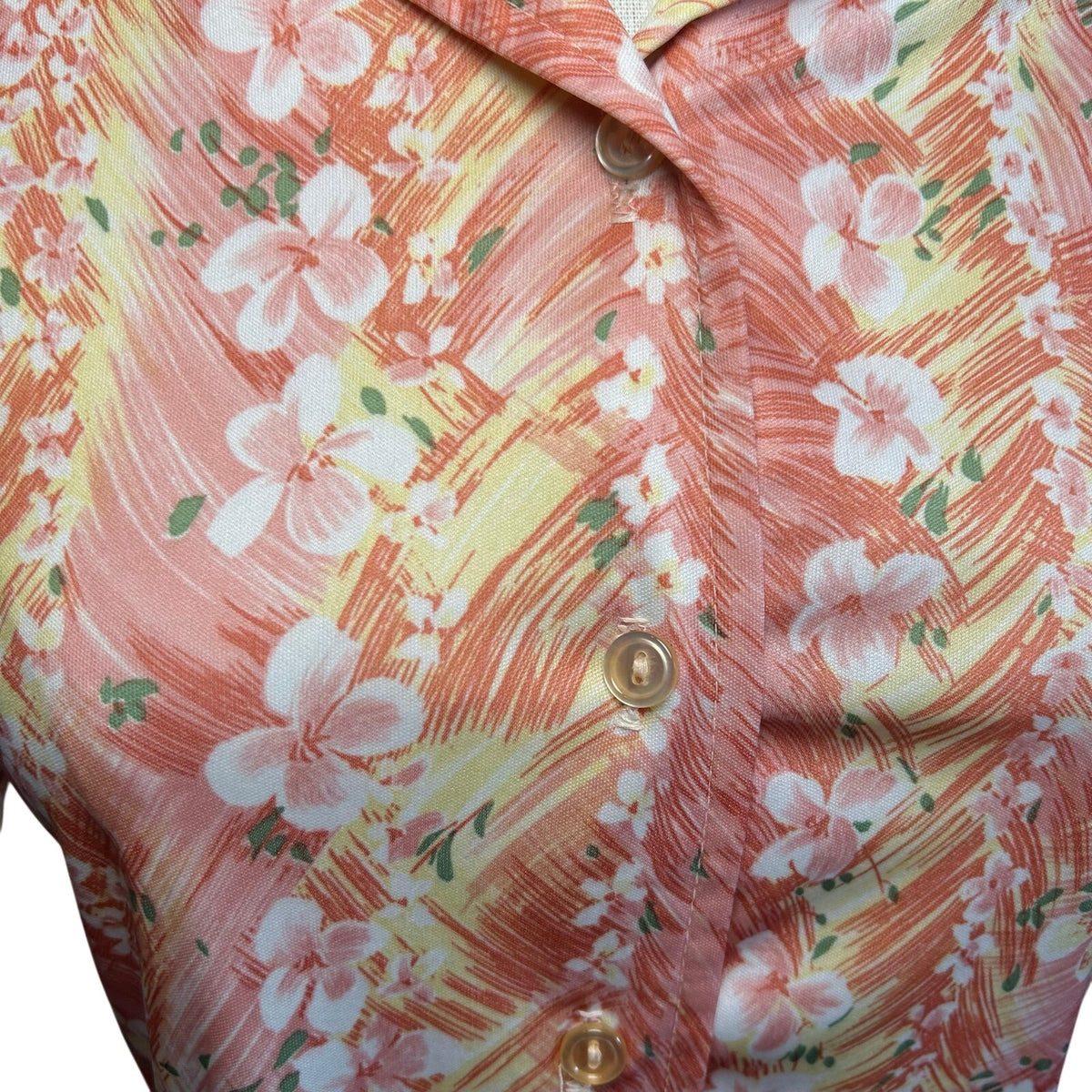 VTG 70s Sodi S Peach Floral Miami Florida Top Boho Retro Casual Indie Cottage