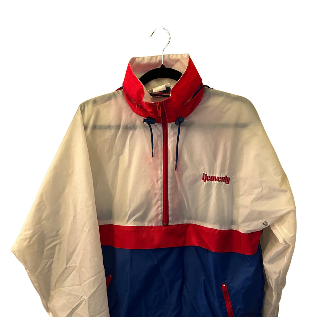 VTG 90s Club 21 Heavenly Hooded Windbreaker Red White Blue Small Medium Retro