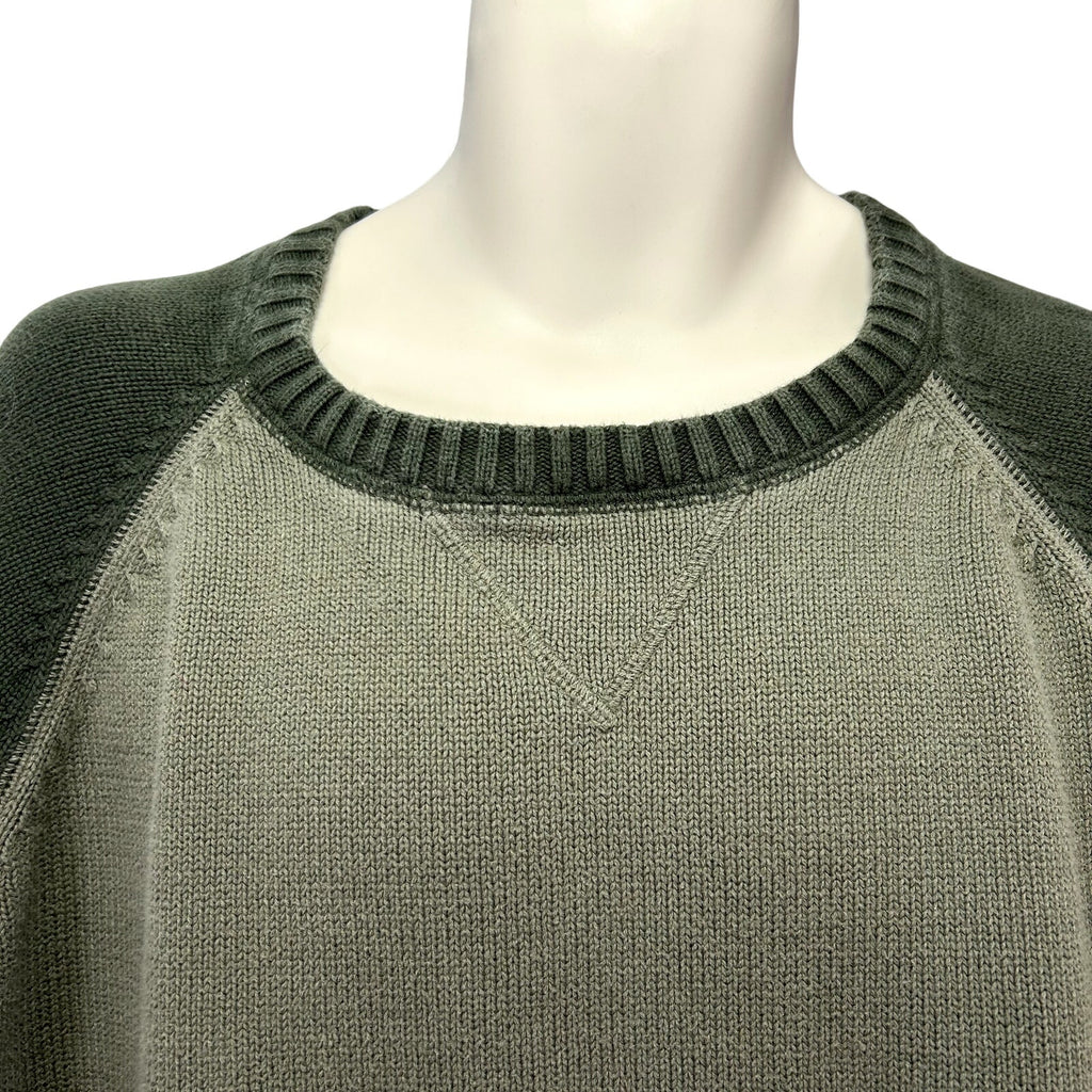Eddie Bauer 2XL Green Dolman Sleeve Cotton Gauge Sweater Casual Basic Monochrome