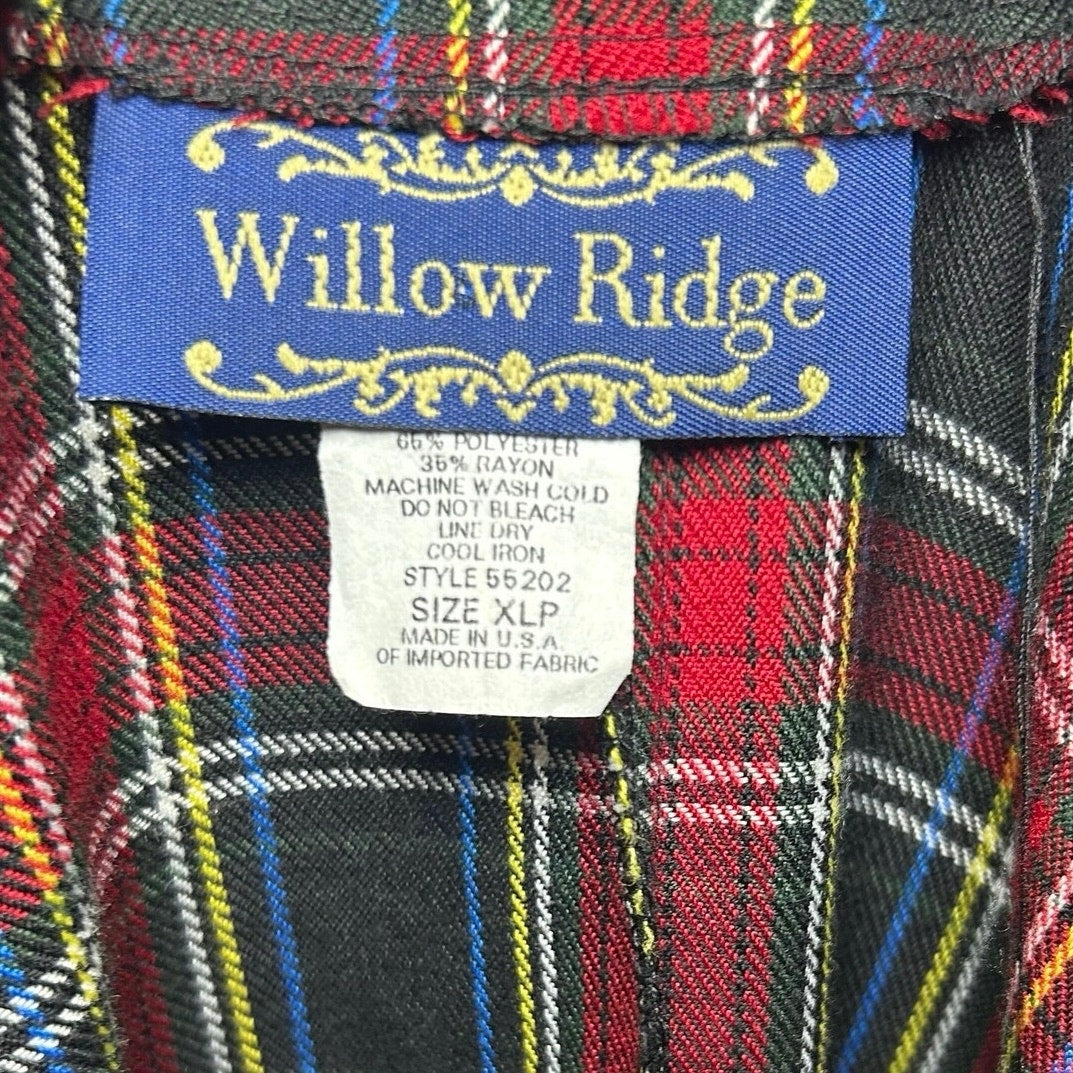 Willow Ridge Red Green Plaid Sleeveless Tartan Dress PXL Grunge Dark Academia