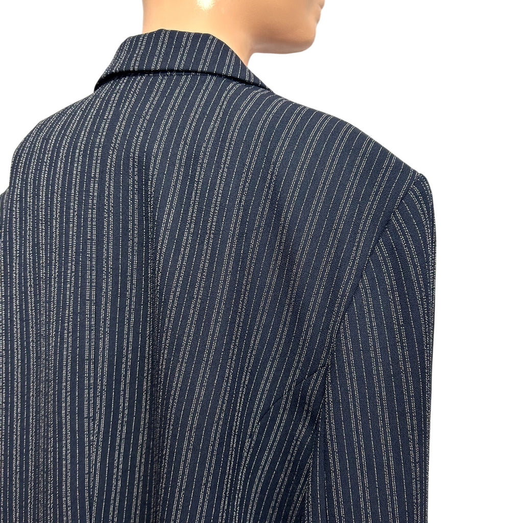 Karen Scott 18 Navy Blue Pinstripe Single Breasted Lined Career Blazer Jacket