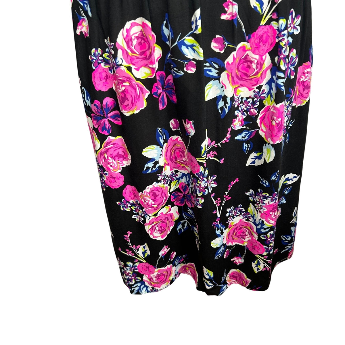 Torrid Plus 0 Black Spring Striped Floral Midi Dress Pockets Casual Teacher Work