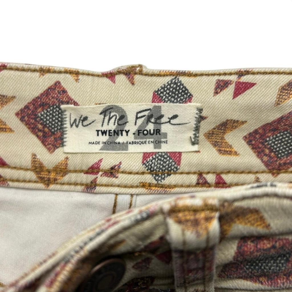 We The Free Southwestern Denim Skinny Jeans 24 Raw Hem Western Whimsigoth Indie