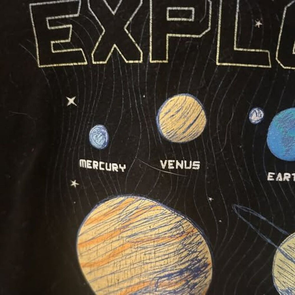 Wonder Nation Boys Solar System Shirt Size 8 Black Long Sleeve Science STEM Top