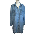 Philosophy Blue Soft Tencel Utility Shirt Dress Large Casual Minimalist Preppy