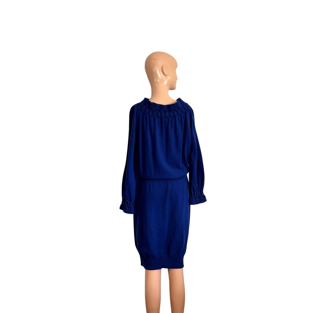 VTG 90s Escada 38 S Royal Blue 100% Cashmere Long Sleeve Knit Sweater Dress Chic