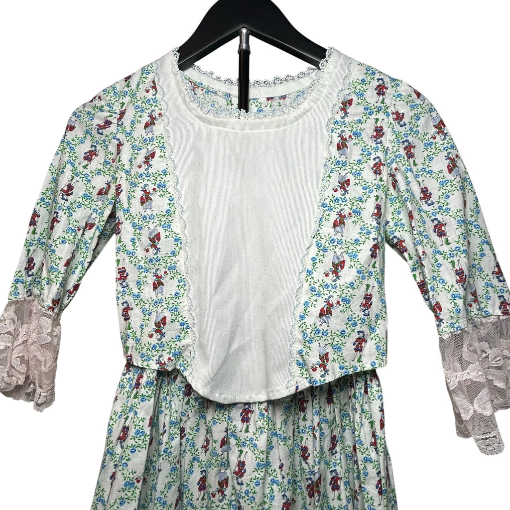 70s Bicentennial Prairie Two Piece Set Floral Colonial Print XS Small
