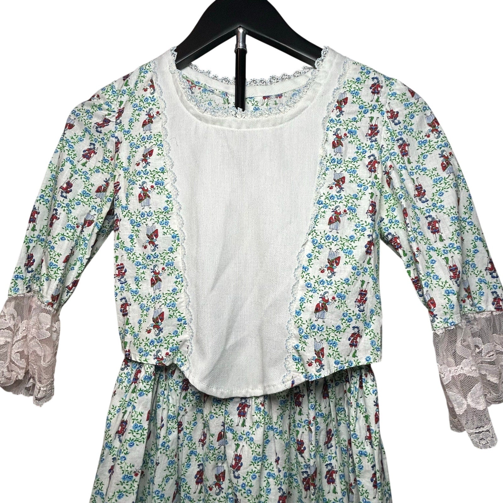 70s Bicentennial Prairie Two Piece Set Floral Colonial Print XS Small