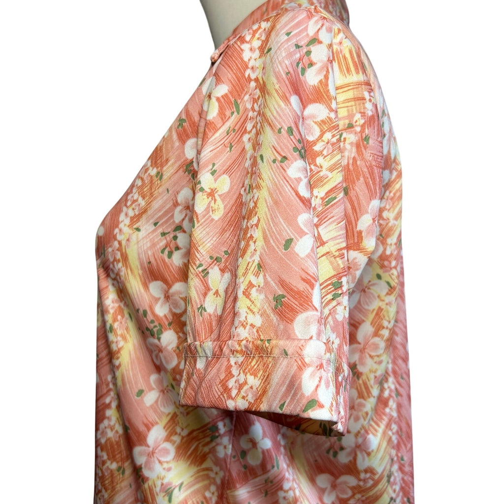 VTG 70s Sodi S Peach Floral Miami Florida Top Boho Retro Casual Indie Cottage
