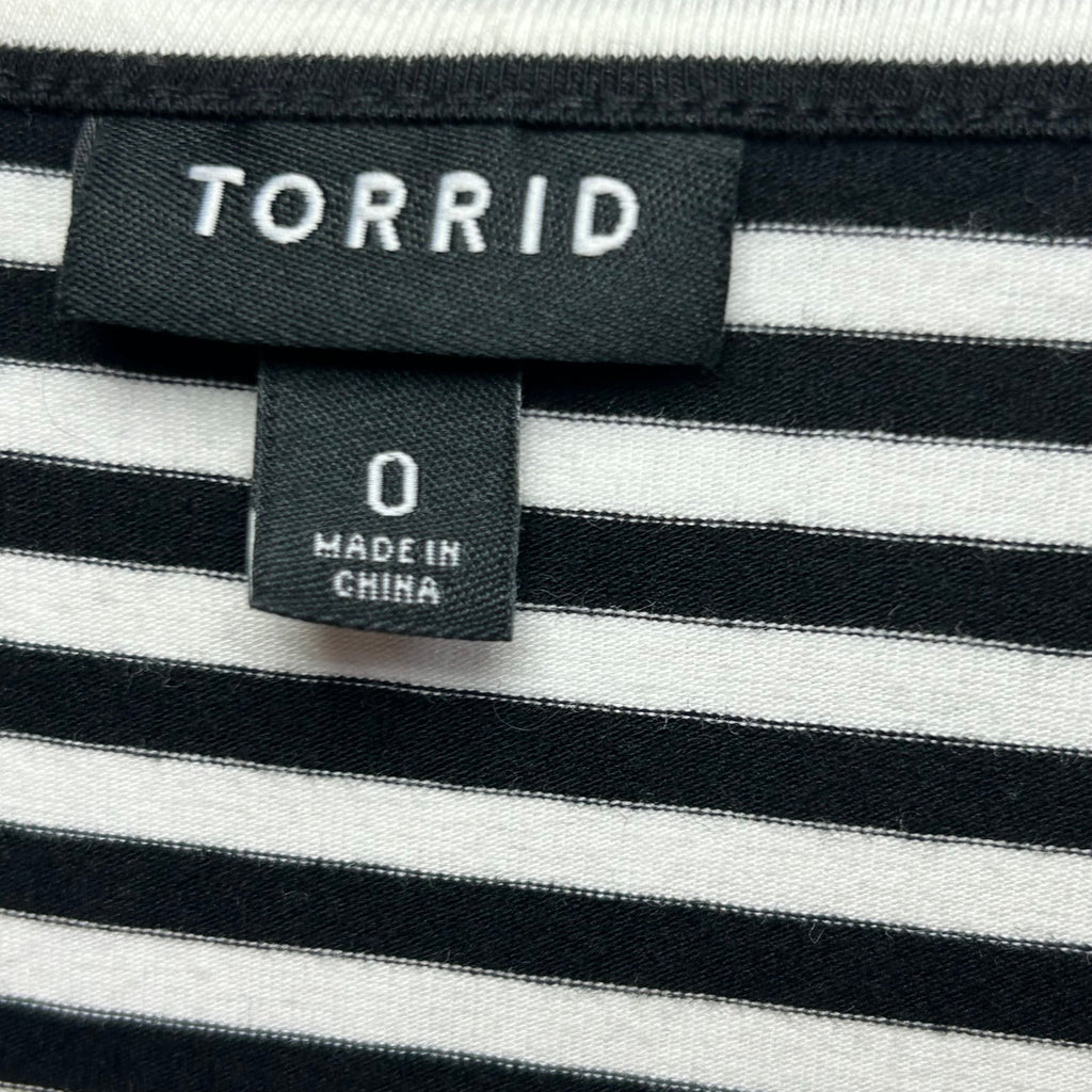 Torrid Plus 0 Black Spring Striped Floral Midi Dress Pockets Casual Teacher Work