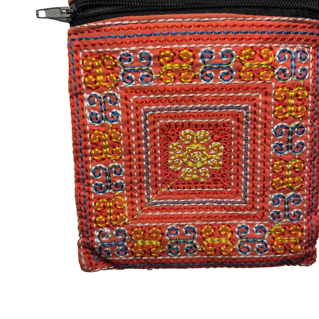 Hmong Embroidered Crossbody Pouch Bag Boho Whimsigoth Paj Ntaub Passport Purse
