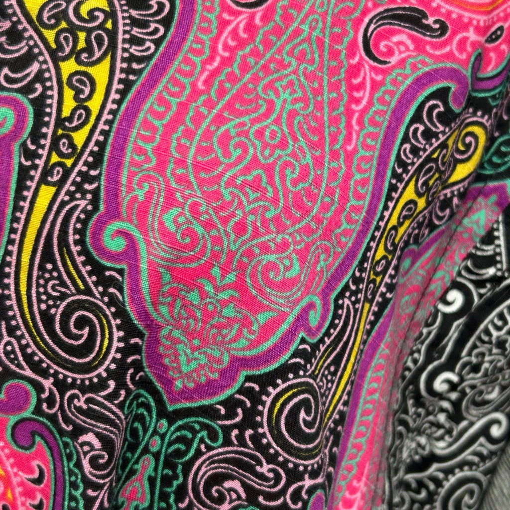 Artisan India L Multicolor Maxi Dress Paisley Silk Patchwork Maximalist Dopamine