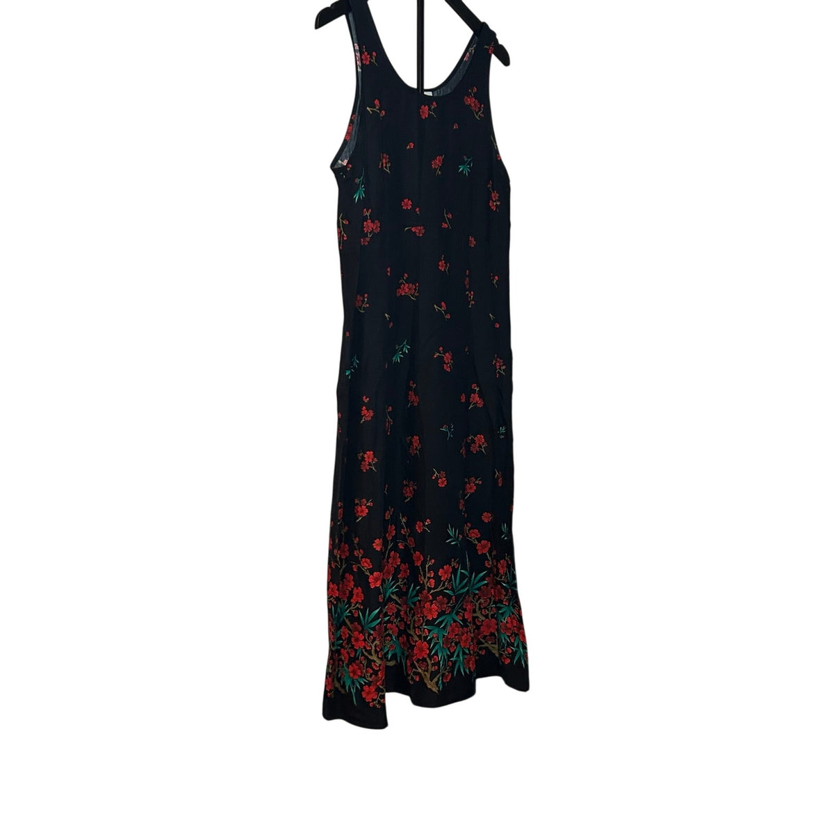 R&K Originals Rayon Black Red Floral Petite M Dress Grunge Retro Whimsigoth Boho