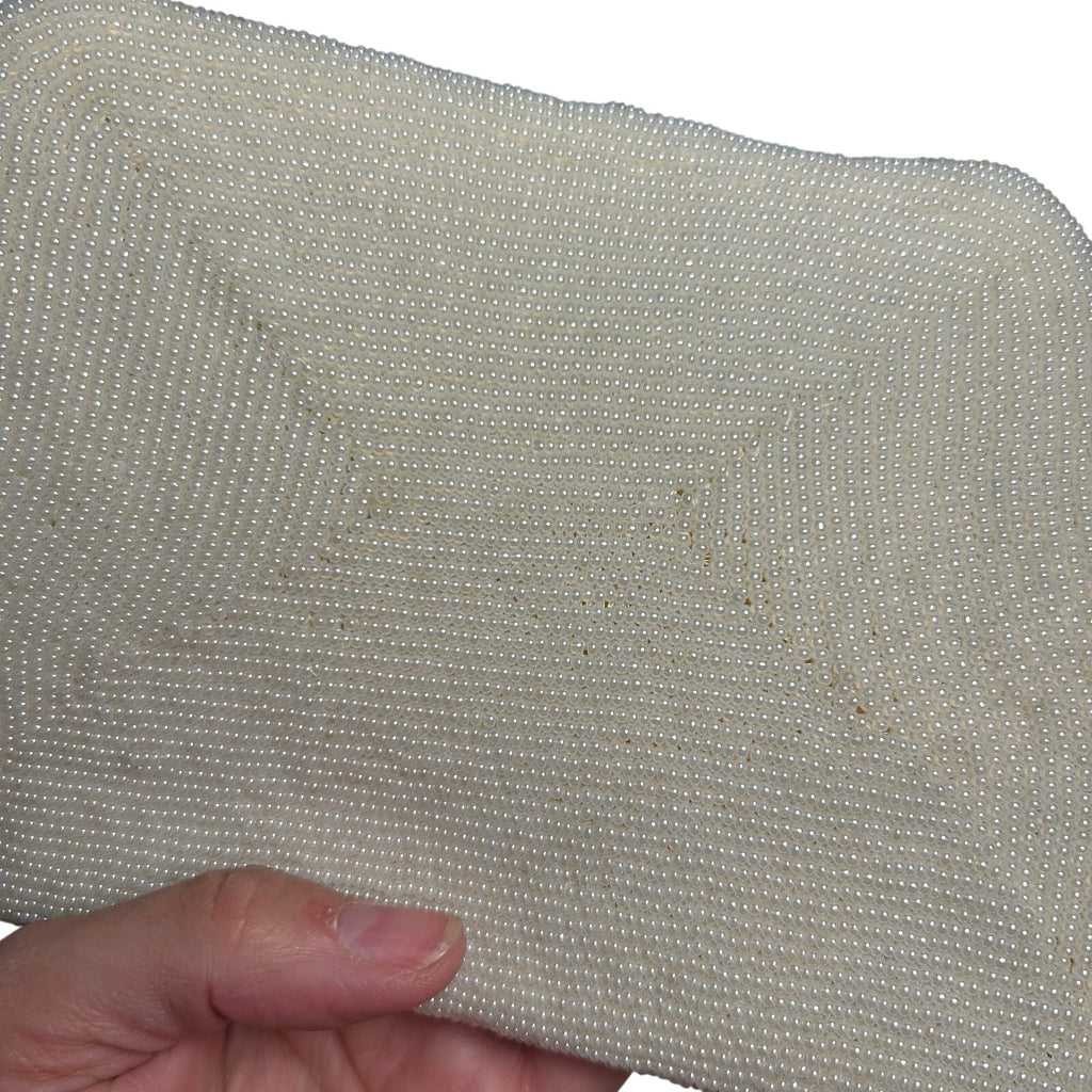 VTG 50s White Beaded Evening Clutch Handbag Retro Glam Unfinished Floral Twee