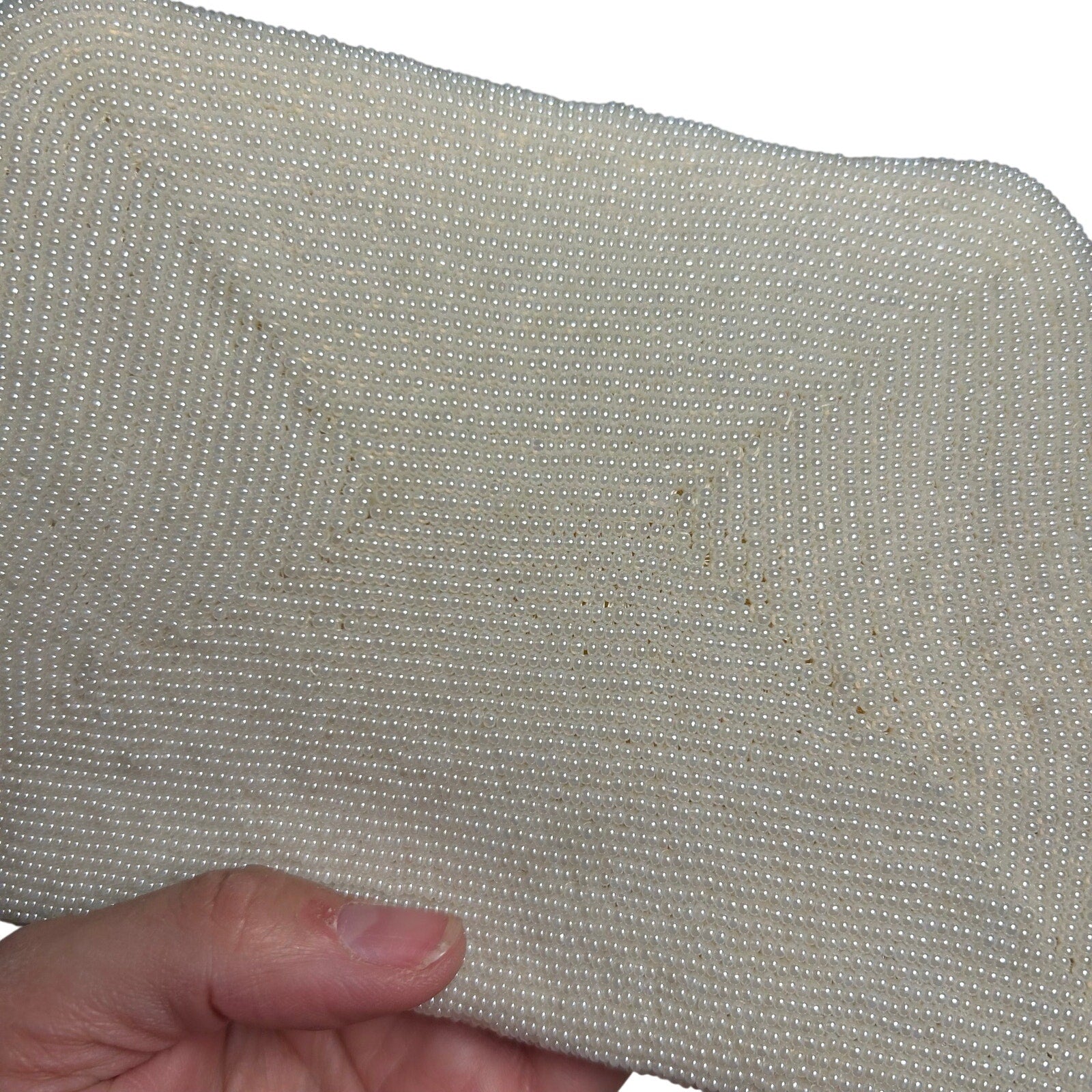 VTG 50s White Beaded Evening Clutch Handbag Retro Glam Unfinished Floral Twee