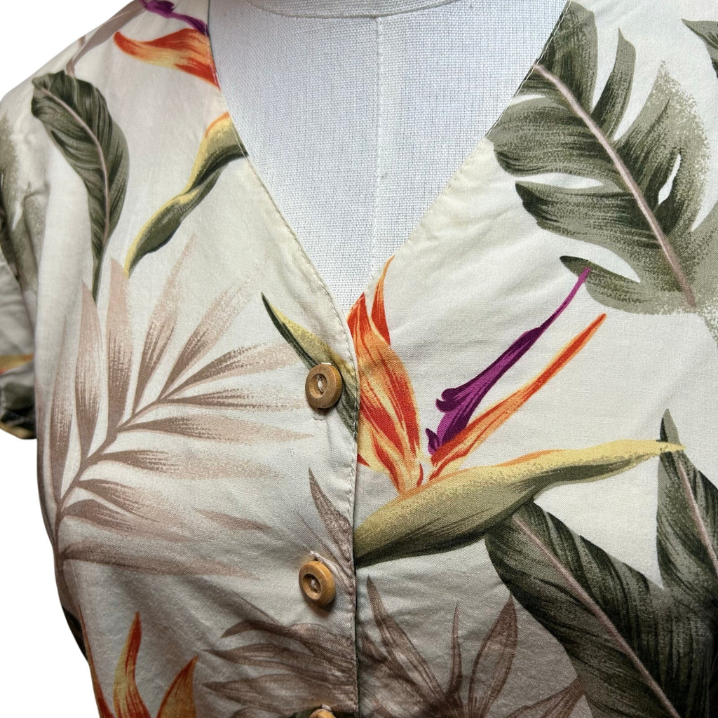 VTG Paradise Found Bird of Paradise Rayon Crop Top Made in Hawaii XS