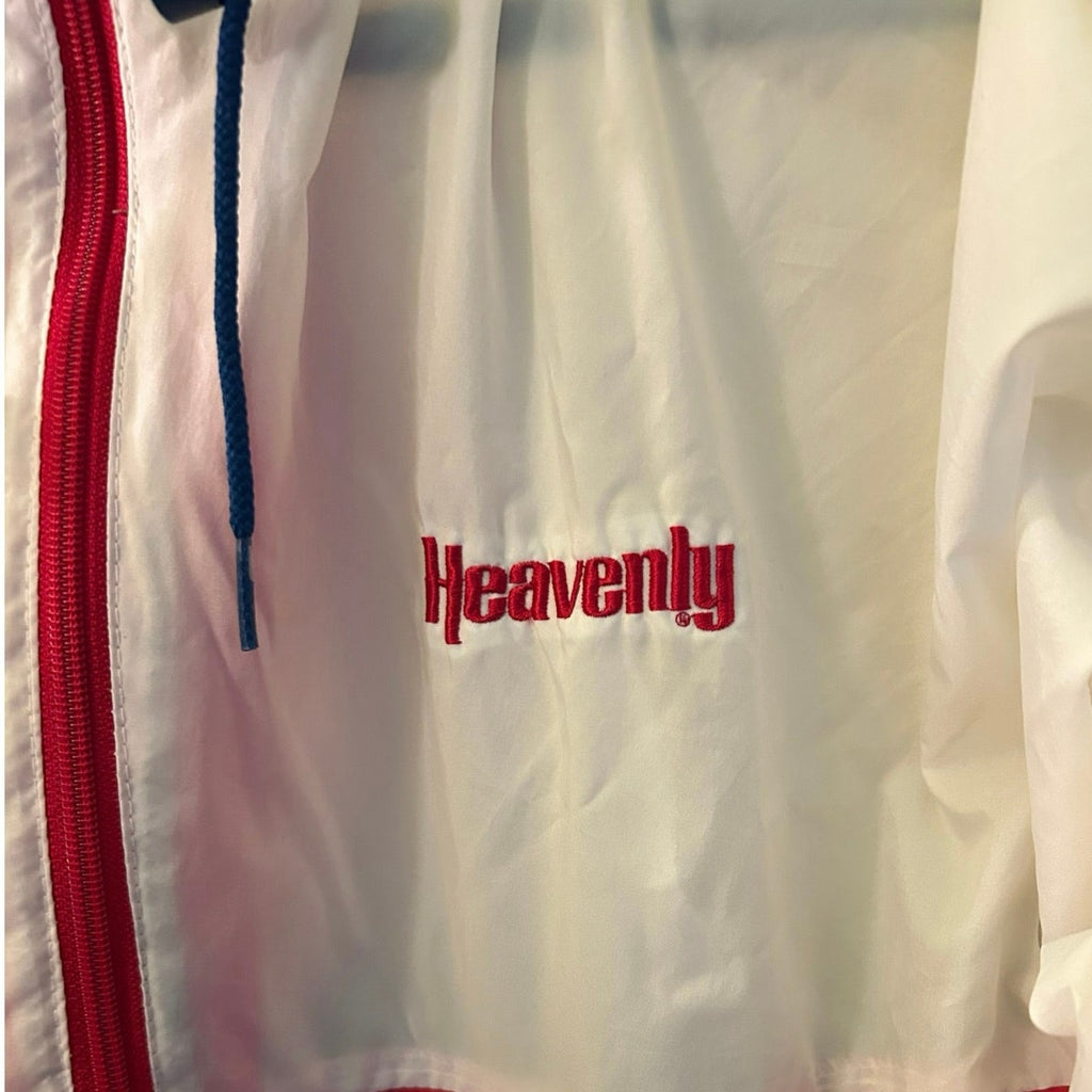 VTG 90s Club 21 Heavenly Hooded Windbreaker Red White Blue Small Medium Retro
