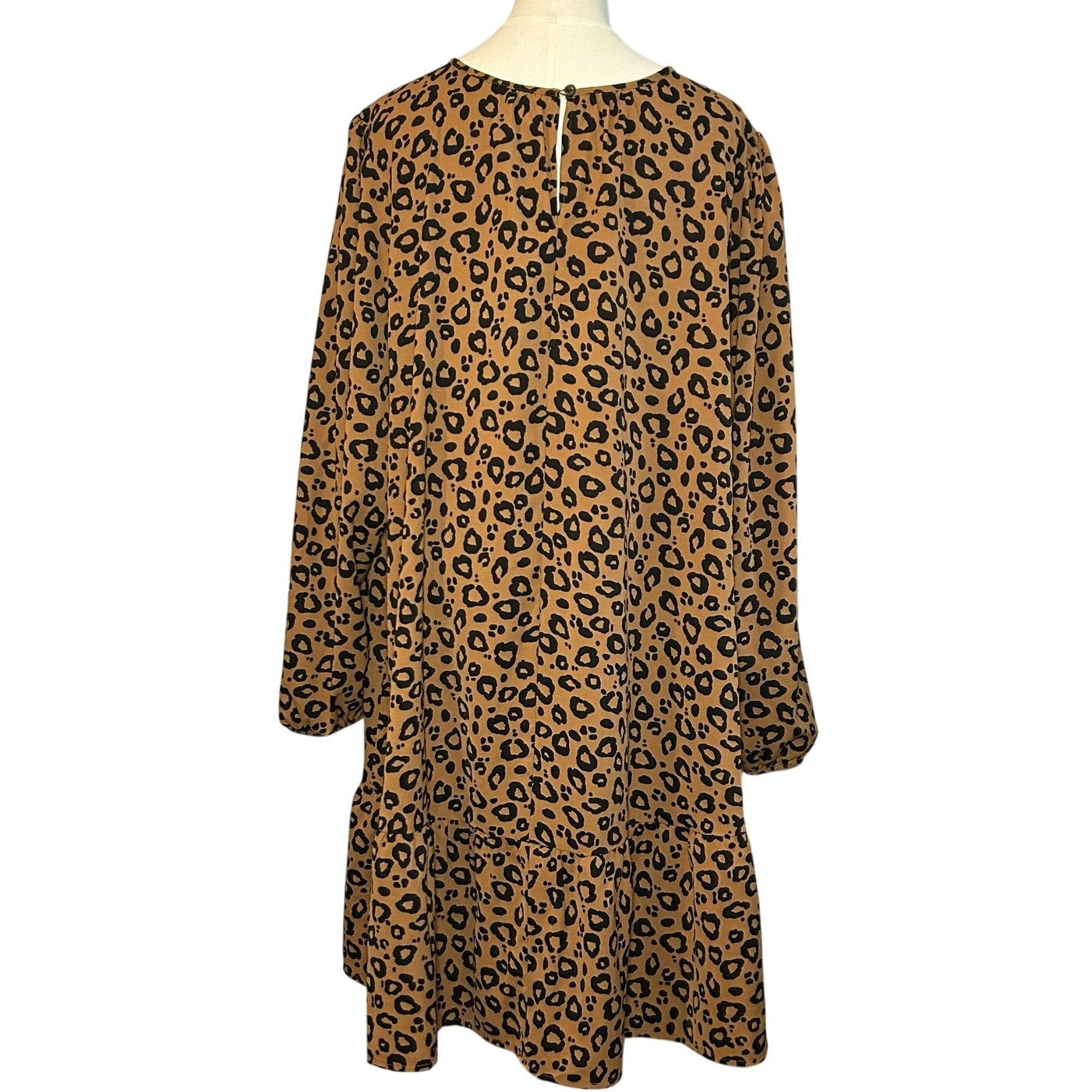 Ava & Viv Animal Print Ruffle Midi Dress Plus 2X Whimsigoth Boho Retro Cheetah