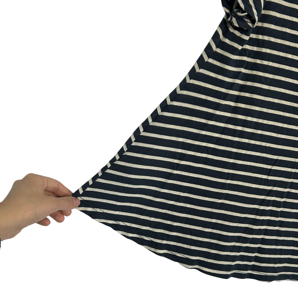 Forever 21 Navy White Striped Floral Graphic Tee Modal Blend Soft Casual Medium