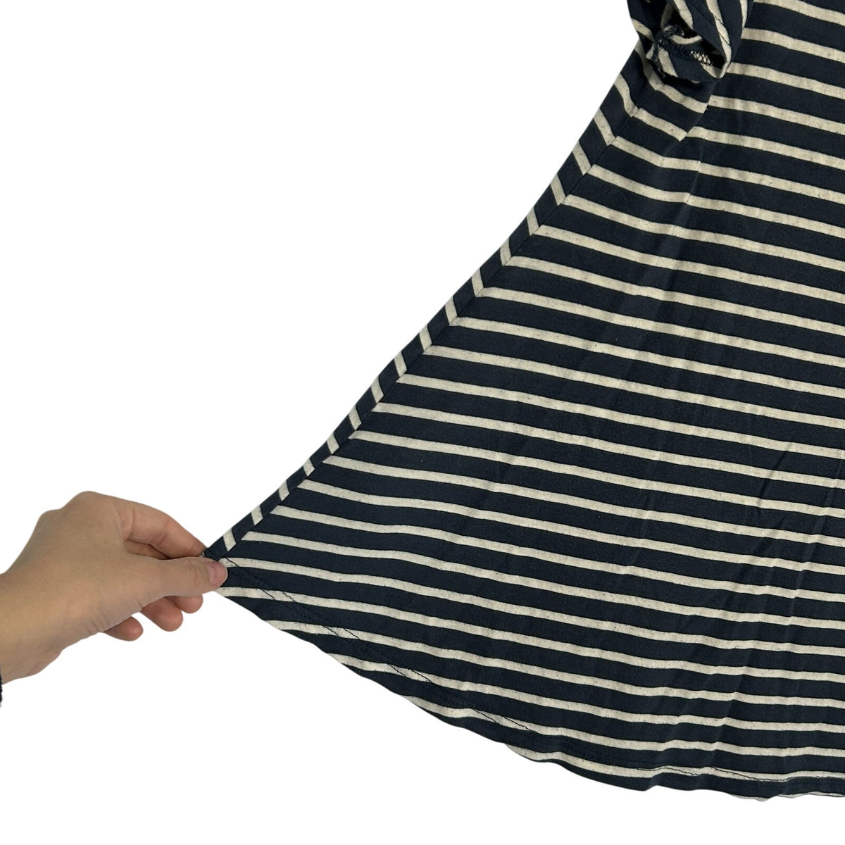 Forever 21 Navy White Striped Floral Graphic Tee Modal Blend Soft Casual Medium