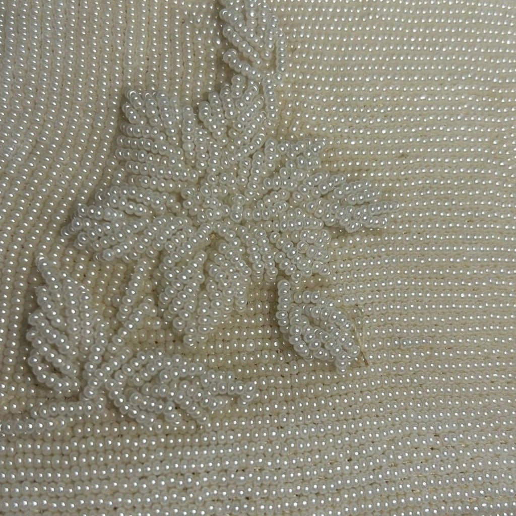 VTG 50s White Beaded Evening Clutch Handbag Retro Glam Unfinished Floral Twee