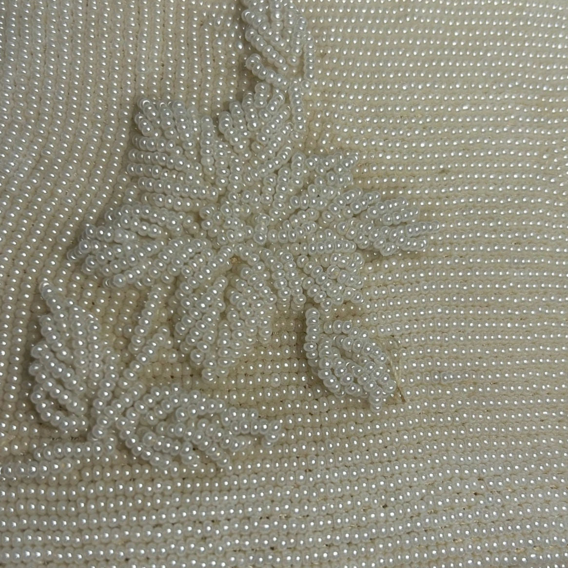 VTG 50s White Beaded Evening Clutch Handbag Retro Glam Unfinished Floral Twee