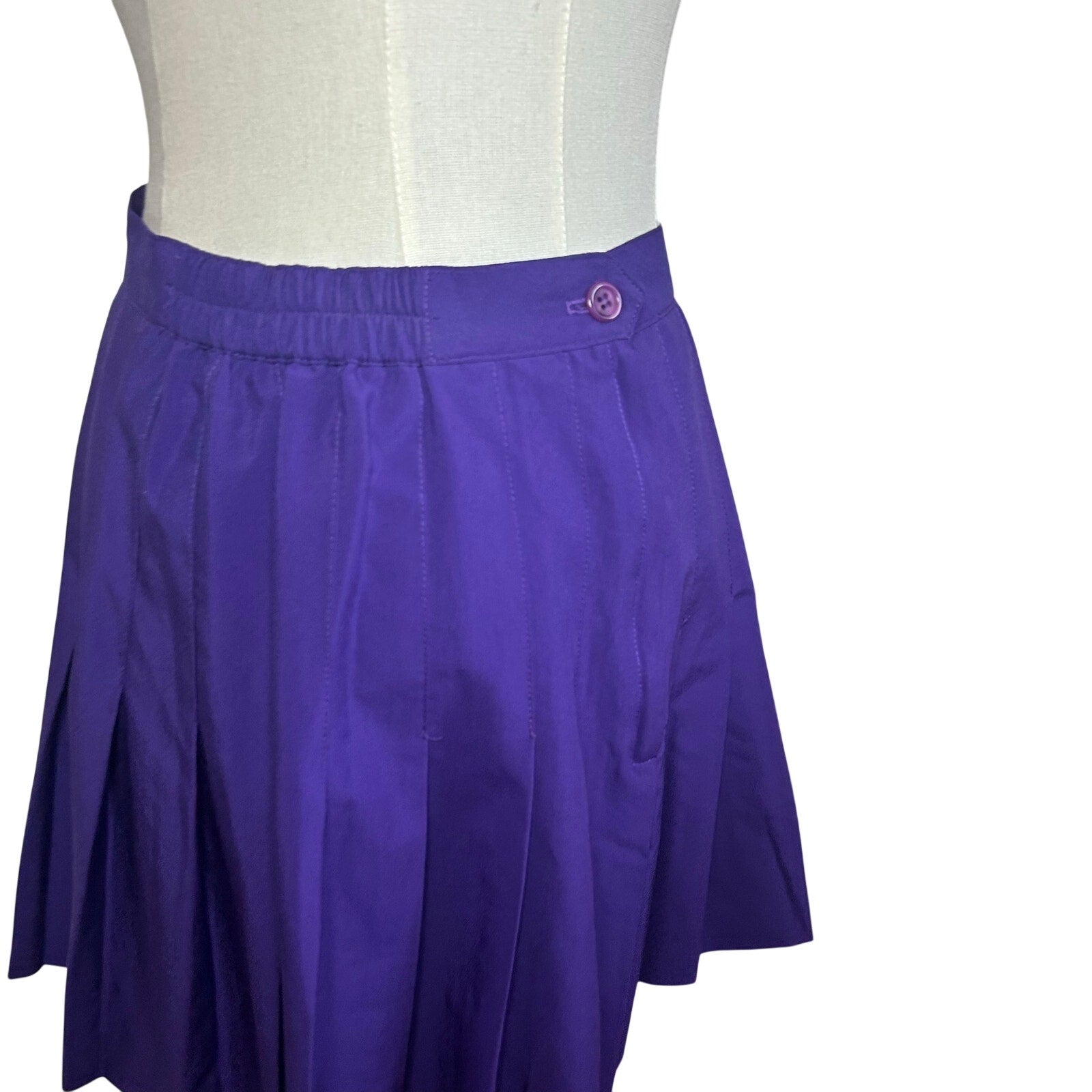 VTG 80s Lejay Purple Pleated Mini Skirt M Tennis Activewear Preppy Retro Casual