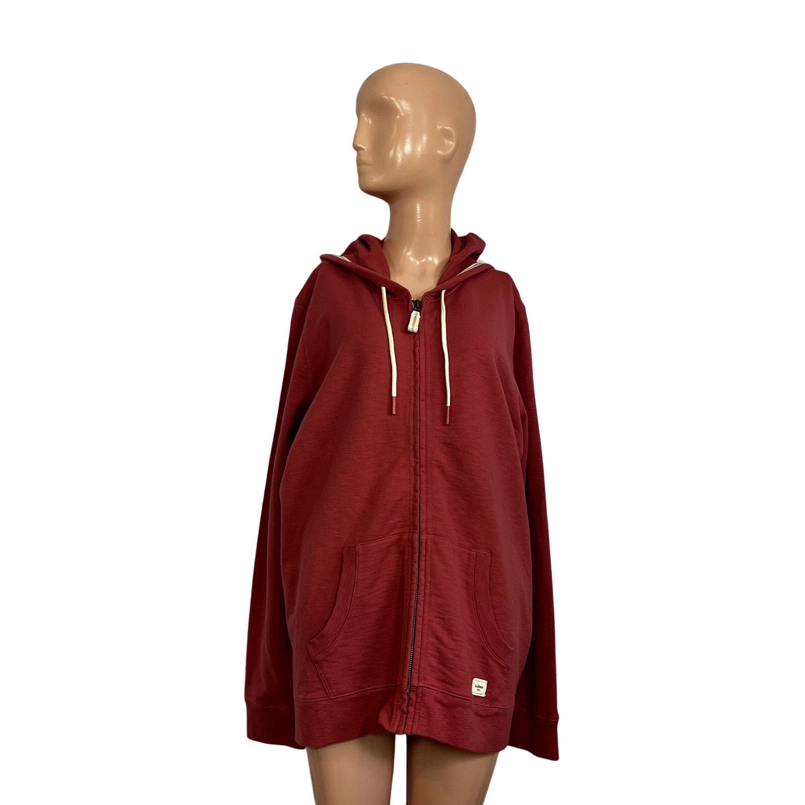 NWT L.L. Bean Garnet Rose Organic Cotton Full Zip Hoodie XL Gorpcore Casual