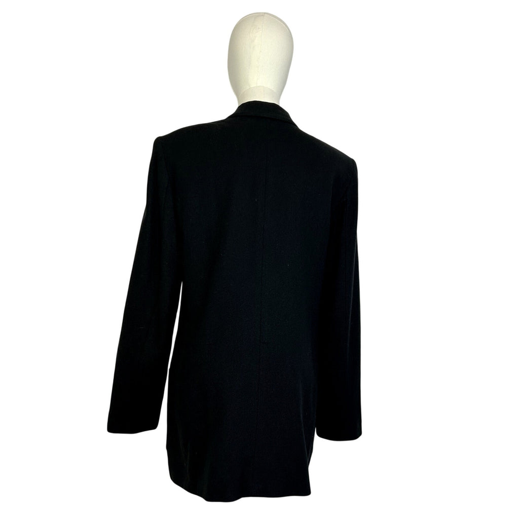 VTG 80s Worthington Black Wool Blazer M Preppy Dark Academia Retro Grunge Boss