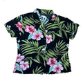 VTG 90s Puanani Hawaiian Shirt Black Floral Medium Tropical Boho Casual Indie