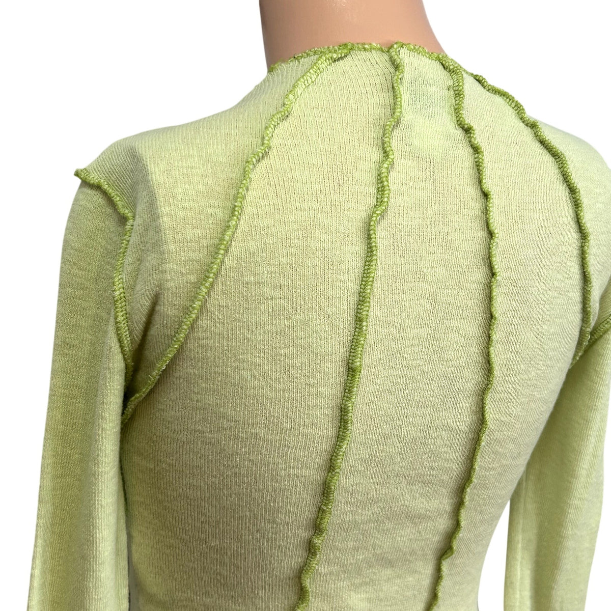 BDG M Green Top Surged Red Topstitch Y2K Casual Monochrome Grunge Streetwear