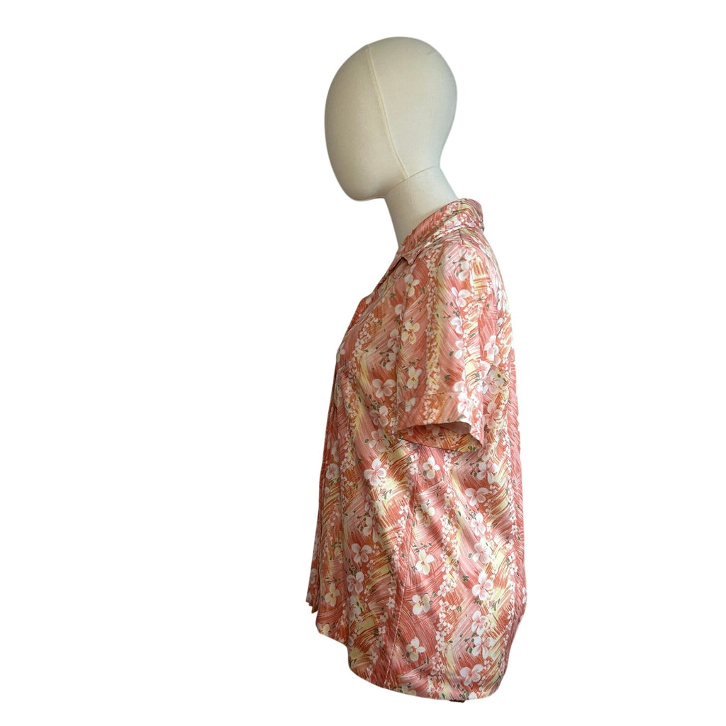 VTG 70s Sodi S Peach Floral Miami Florida Top Boho Retro Casual Indie Cottage