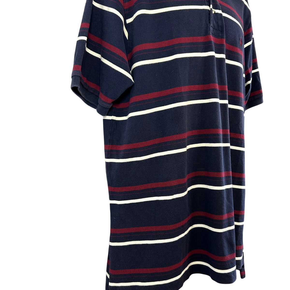 Polo Golf Ralph Lauren XL Navy Burgundy Striped Polo Shirt Embroidered Pony