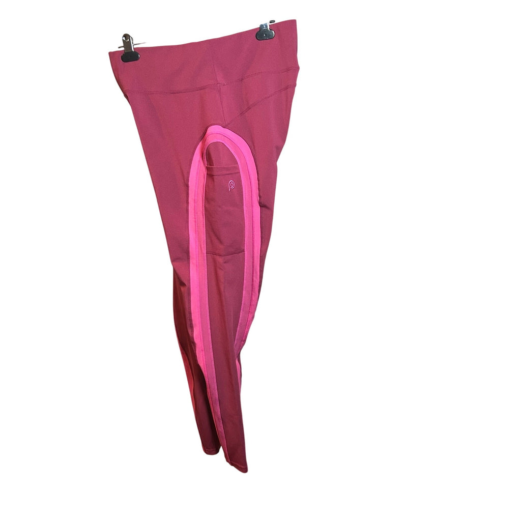 Pop Fit High Waisted Pocket Leggings Magenta Pink 2X Activewear Yoga Two Tone