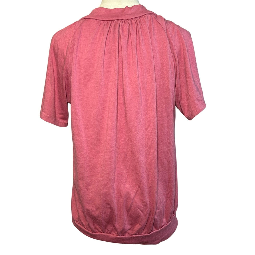 NWT Dokotoo Pink Slub Jersey Cinched V-Neck Top Small Casual Loungewear Boho