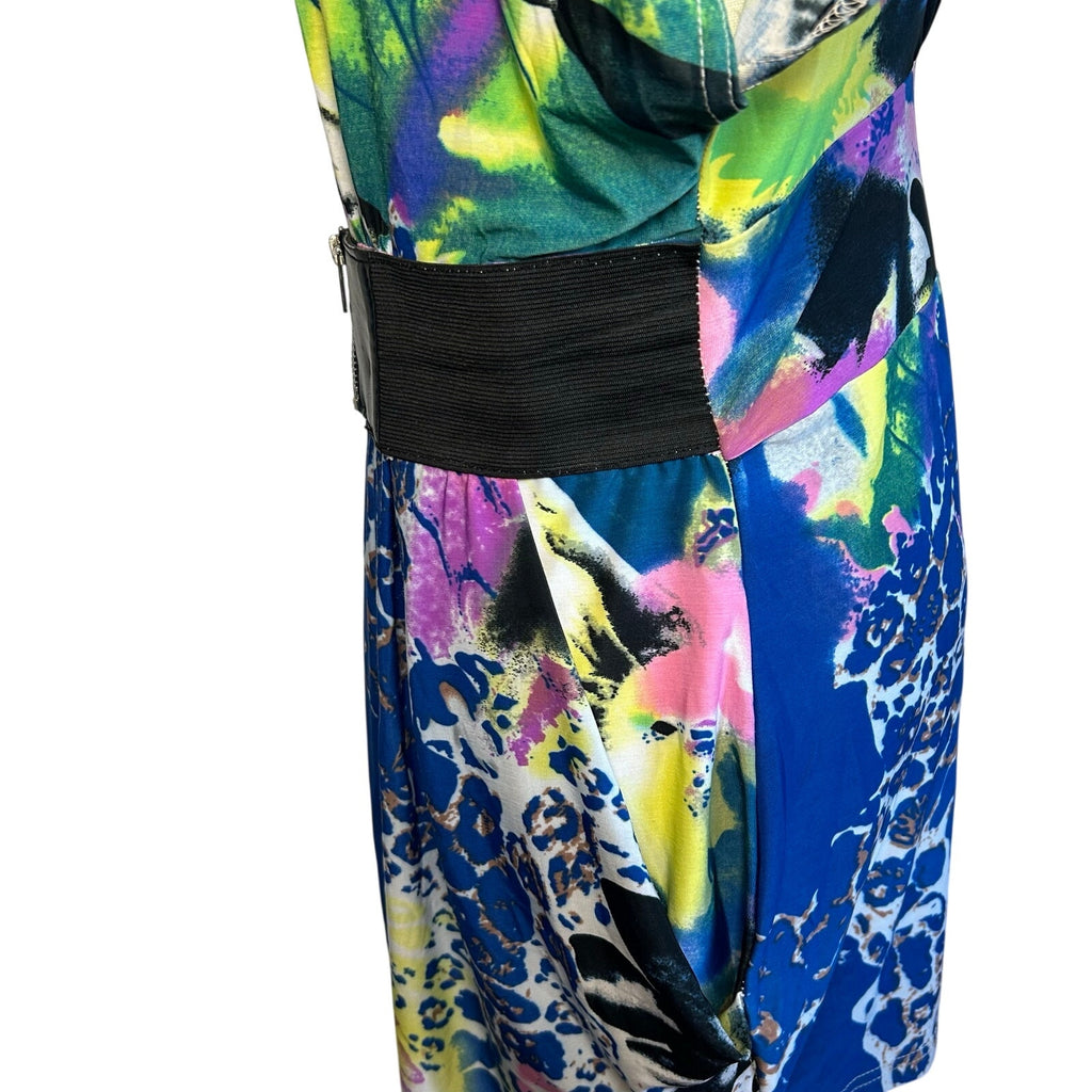 VTG Y2K Roommates Multicolored 4 Mini Dress Pockets Belt Retro Indie Twee Party