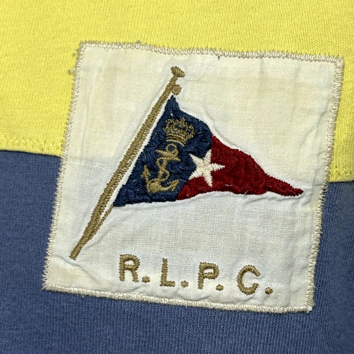 VTG 90s Polo Ralph Lauren XL Yellow Blue Striped RLPC Sailing Club Polo Shirt