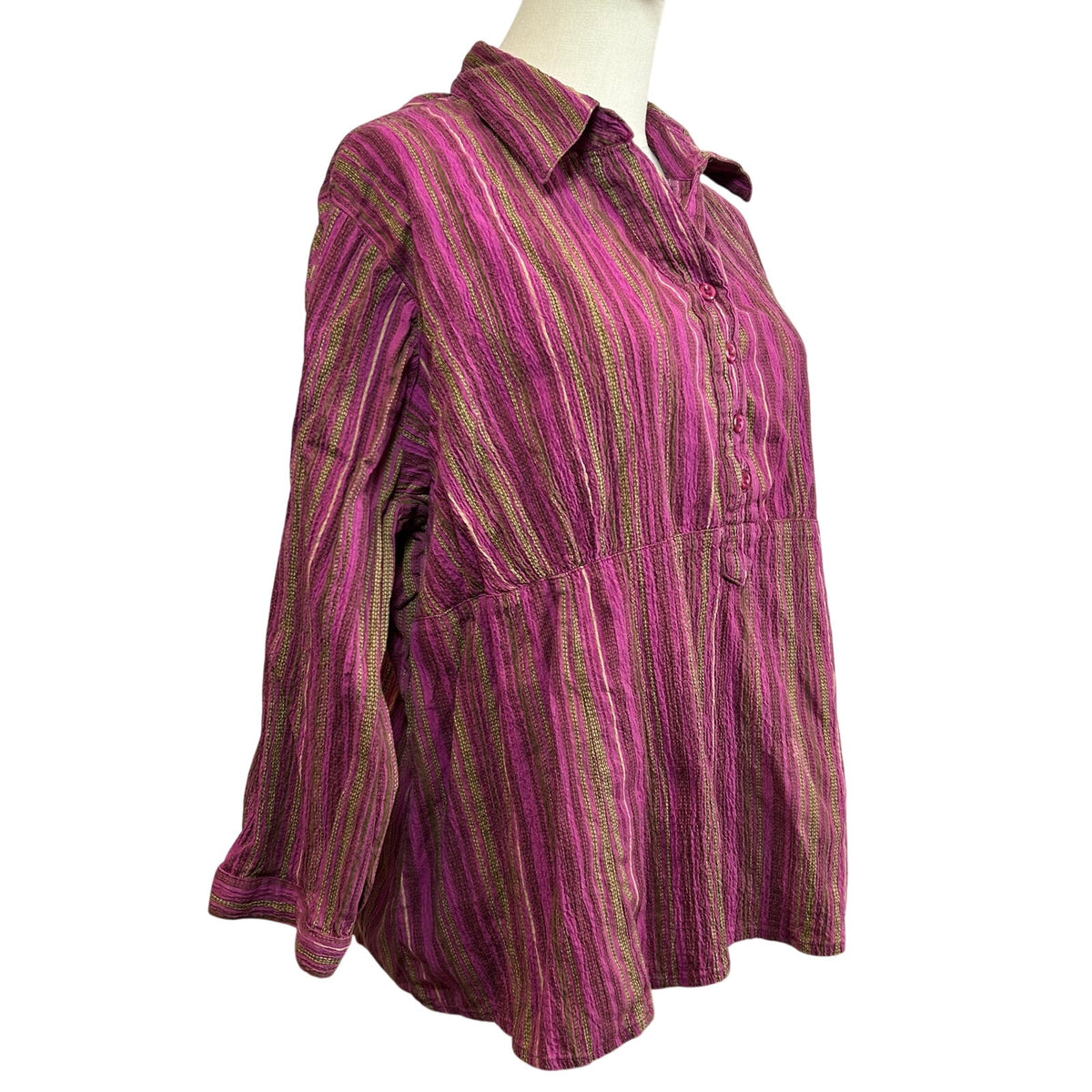 Christopher & Banks XL Purple Striped Seersucker Tunic Boho Casual Top