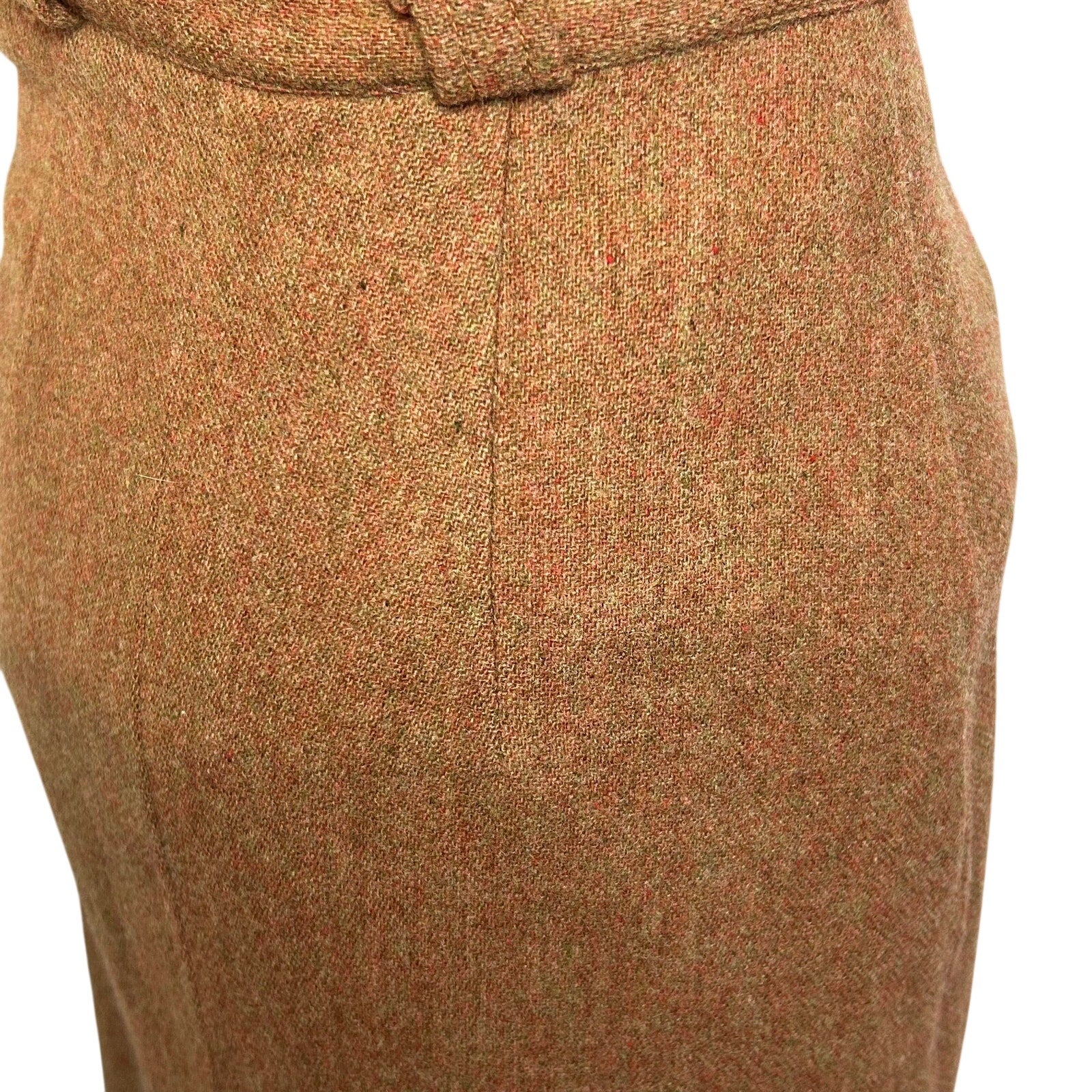 VTG 40s Brown Tweed Pencil Skirt Petite XS Dark Academia Preppy Pockets