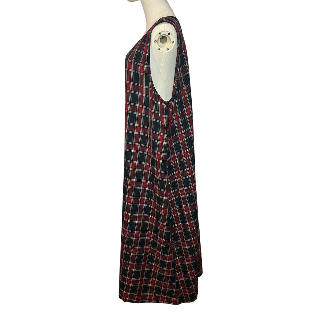 Willow Ridge Red Green Plaid Sleeveless Tartan Dress PXL Grunge Dark Academia
