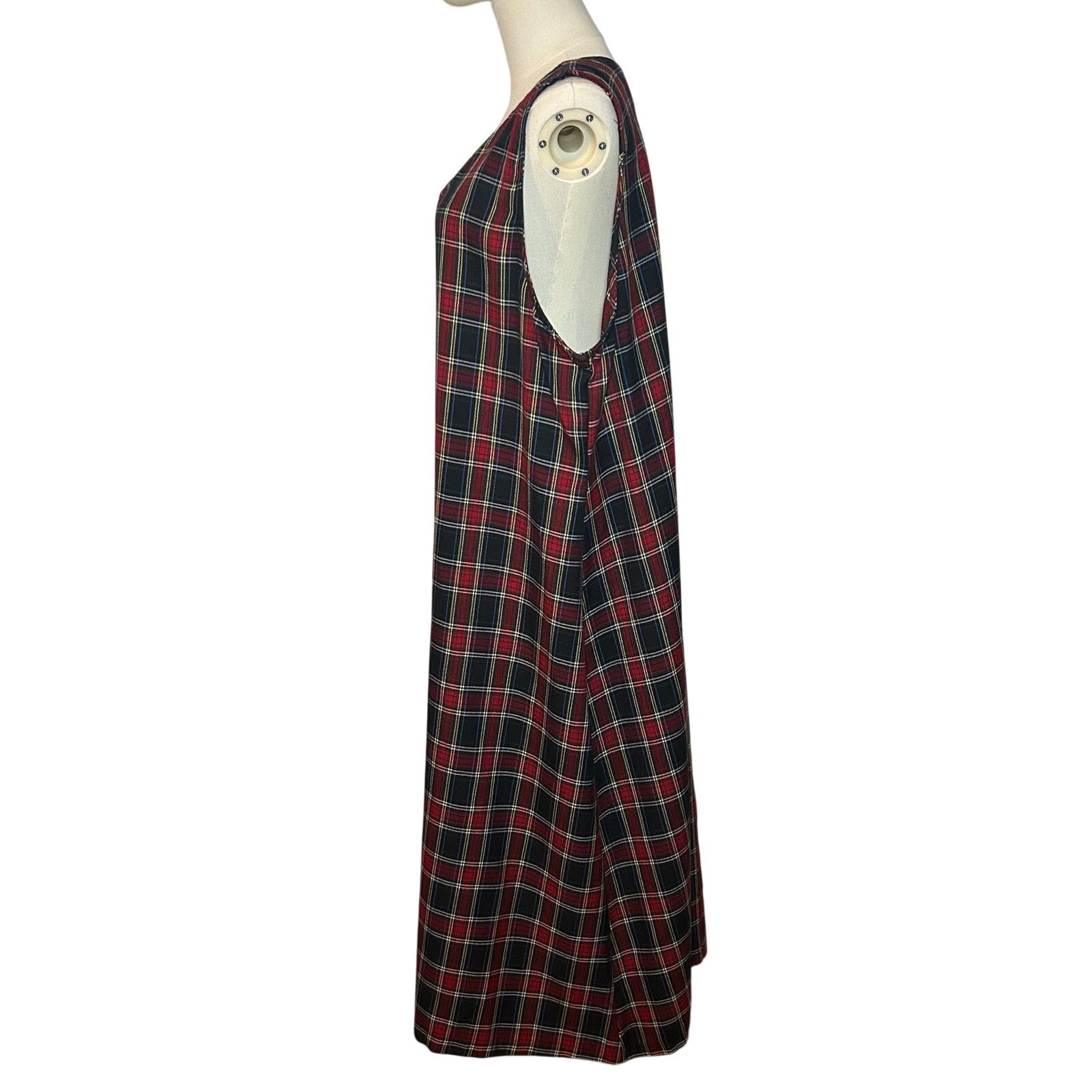 Willow Ridge Red Green Plaid Sleeveless Tartan Dress PXL Grunge Dark Academia