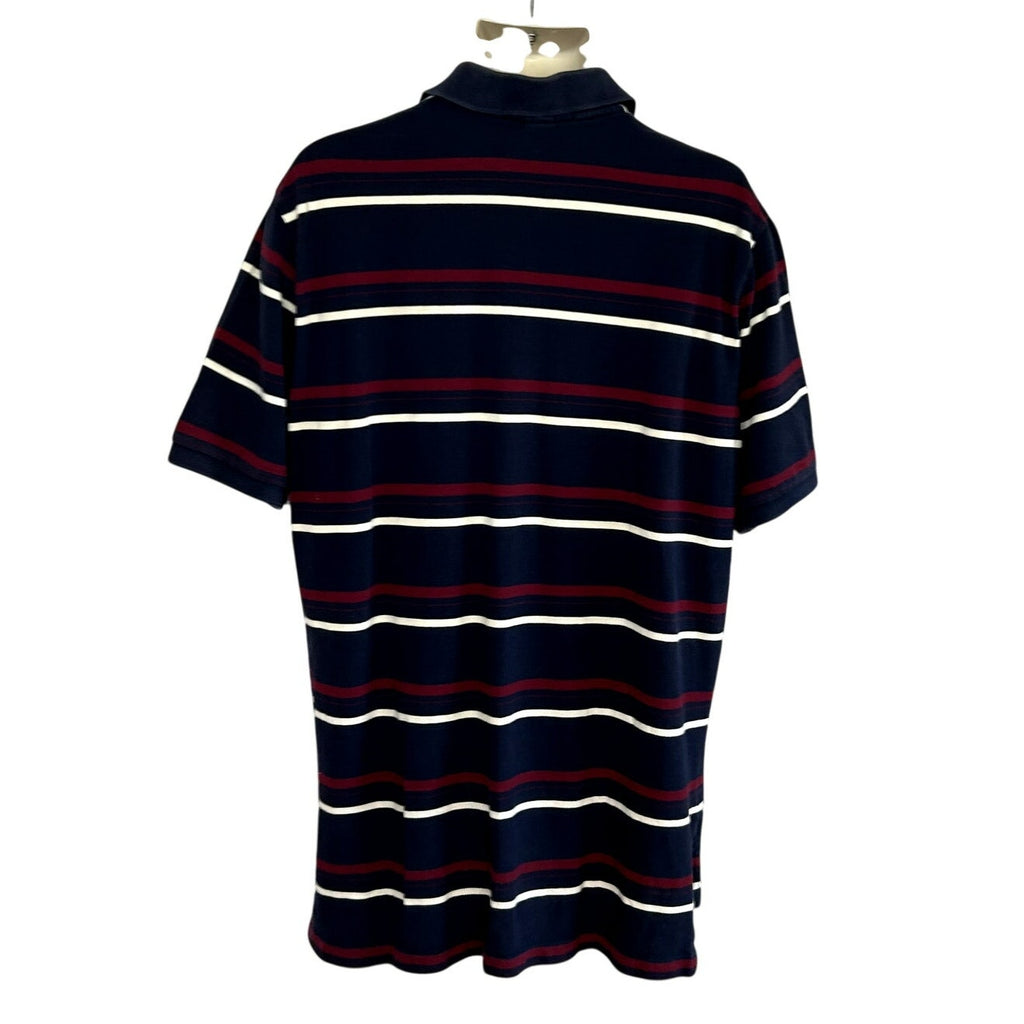 Polo Golf Ralph Lauren XL Navy Burgundy Striped Polo Shirt Embroidered Pony